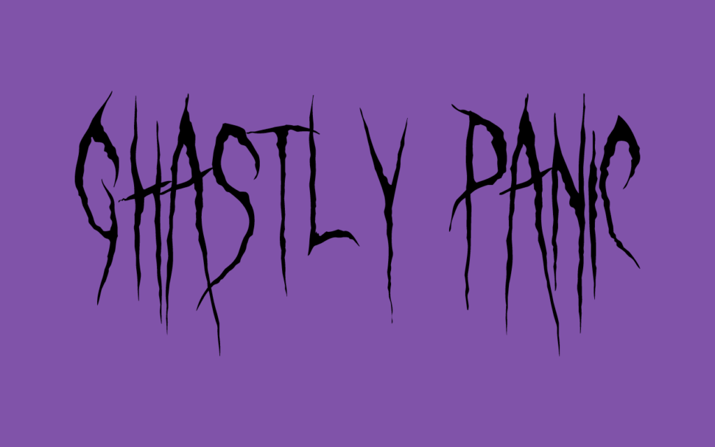 Ghastly Panic Halloween Typeface in black over violet background