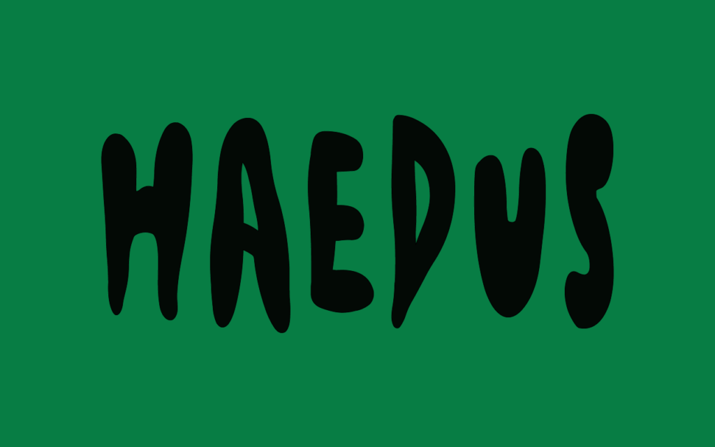 Haedus Typeface in black over green background